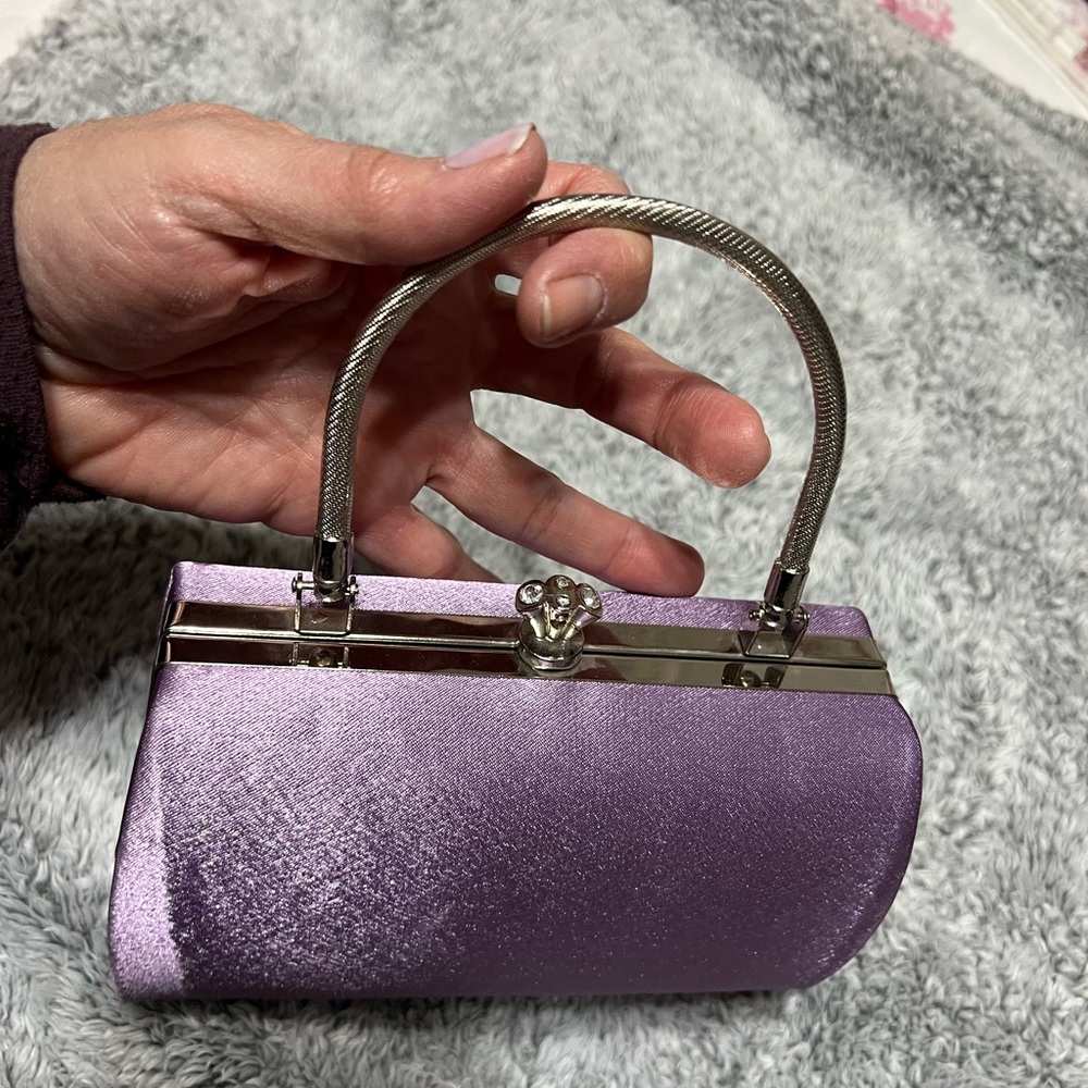 Source Unknown Lavender Clutch With Metallic Hand… - image 6